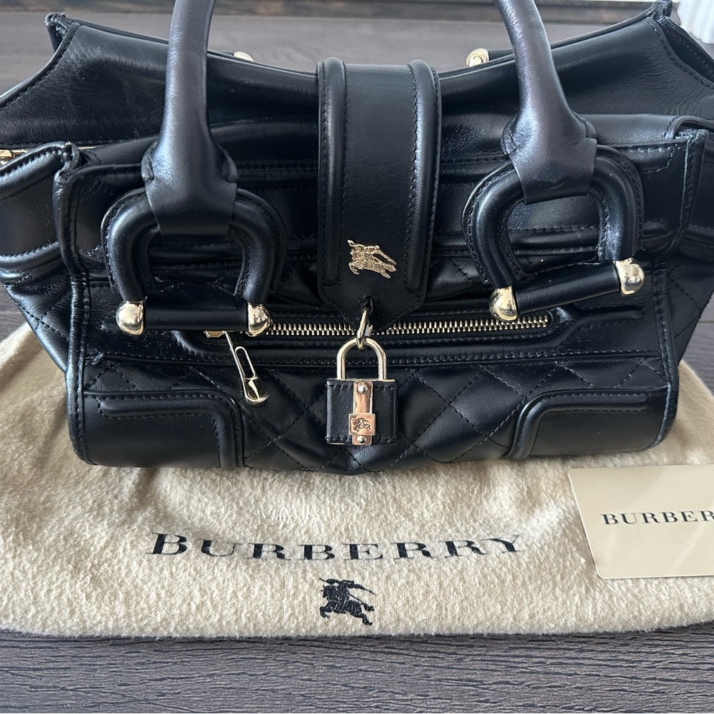 Authentic Burberry Leather Quilted Manor Bag